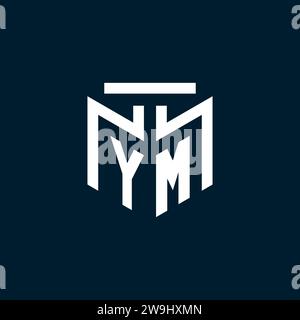 YM monogram initial logo with abstract geometric style design inspiration Stock Vector