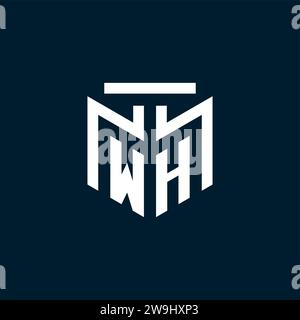 WH monogram initial logo with abstract geometric style design inspiration Stock Vector