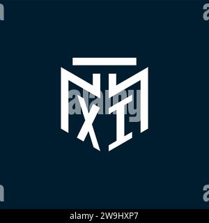 XI monogram initial logo with abstract geometric style design inspiration Stock Vector