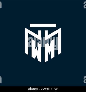 WM monogram initial logo with abstract geometric style design inspiration Stock Vector