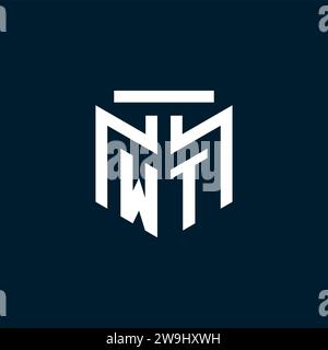 WT monogram initial logo with abstract geometric style design inspiration Stock Vector