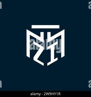 ZI monogram initial logo with abstract geometric style design inspiration Stock Vector