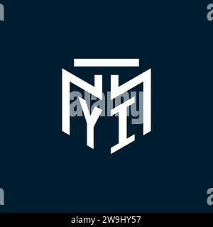 YI monogram initial logo with abstract geometric style design inspiration Stock Vector