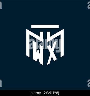 WX monogram initial logo with abstract geometric style design inspiration Stock Vector