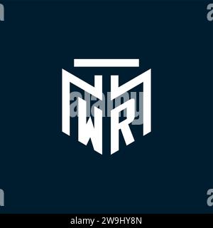 WR monogram initial logo with abstract geometric style design inspiration Stock Vector