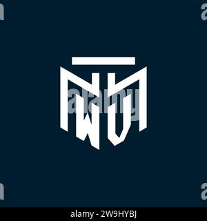 WV monogram initial logo with abstract geometric style design inspiration Stock Vector