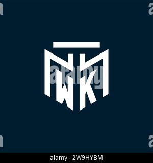 WK monogram initial logo with abstract geometric style design inspiration Stock Vector
