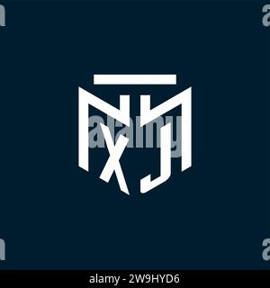 XJ monogram initial logo with abstract geometric style design inspiration Stock Vector