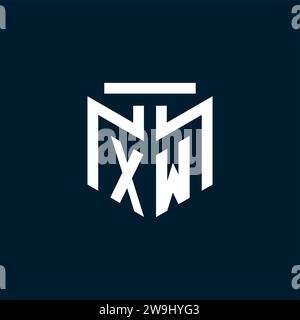 XW monogram initial logo with abstract geometric style design inspiration Stock Vector