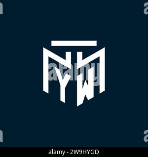 YW monogram initial logo with abstract geometric style design inspiration Stock Vector