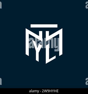 YL monogram initial logo with abstract geometric style design inspiration Stock Vector
