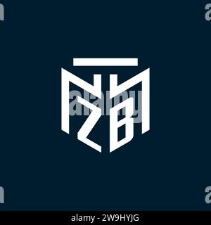 ZB monogram initial logo with abstract geometric style design inspiration Stock Vector