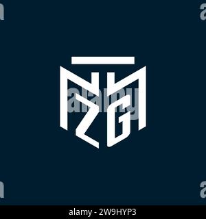 ZG monogram initial logo with abstract geometric style design inspiration Stock Vector
