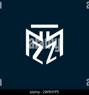 ZZ monogram initial logo with abstract geometric style design inspiration Stock Vector