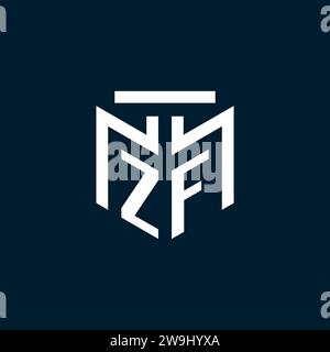 ZF monogram initial logo with abstract geometric style design inspiration Stock Vector