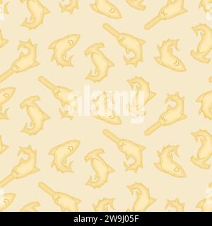 Shark cracker shape pattern seamless. fish shaped cookies background Stock Vector