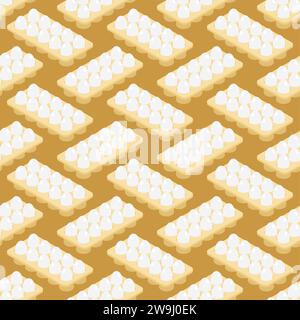Eggs in packaging isometric pattern seamless. Egg background Stock Vector