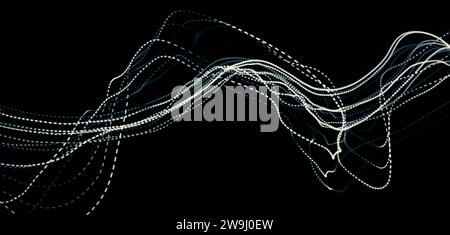 A photograph of vibrant multi-color lights in a long exposure photo. Light painting photography Stock Photo