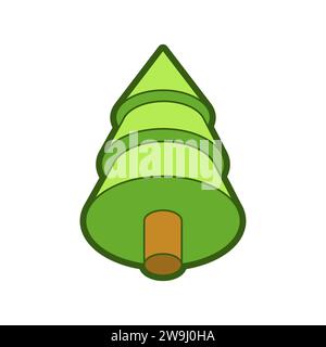 Christmas tree isometric isolated. Spruce 3D Stock Vector