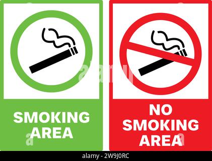 Smoking Area and No smoking sign | Smoking Area and No smoking area vector Stock Vector