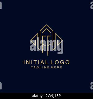 Initial logo FF monogram with rhombus line style design vector graphic Stock Vector