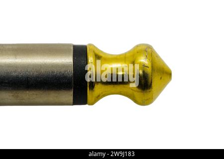 6.3mm (1/4 inch) jack plug audio connector tip macro close up. Isolated on white background with clipping path Stock Photo