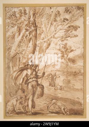The Goddess Diana with Her Hounds Standing in a Landscape 2008 by Agostino Tassi Stock Photo