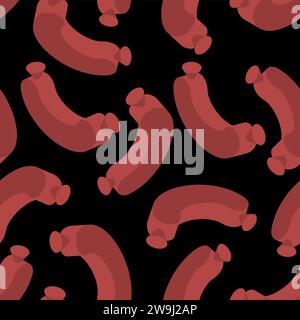 Sausage isometric pattern seamless. Meat delicacies Sausages background Stock Vector