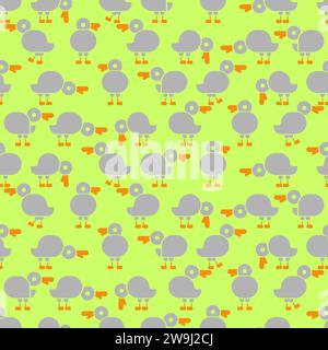 Ducks set pattern seamless. Duck background. Farm birds texture. Baby fabric texture Stock Vector