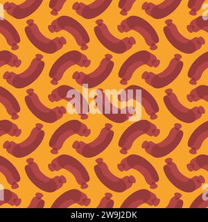 Sausage isometric pattern seamless. Meat delicacies Sausages background Stock Vector