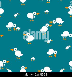 Ducks set pattern seamless. Duck background. Farm birds texture. Baby fabric texture Stock Vector