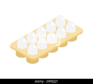 Eggs in packaging isometric isolated. Egg Stock Vector