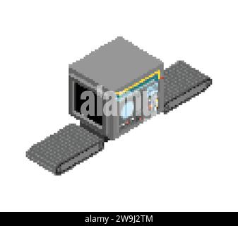 Automatic manufacture. Production complex of technological equipment. Engineering machine isometric. Production equipment isolated. Stock Vector