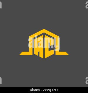 AC monogram initial logo with hexagon style design ideas Stock Vector
