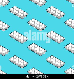 Eggs in packaging isometric pattern seamless. Egg background Stock Vector