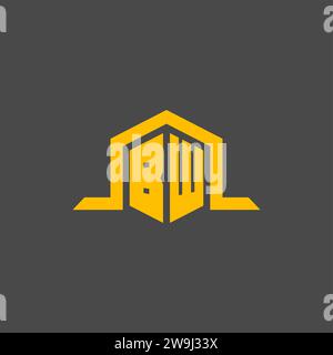 BW monogram initial logo with hexagon style design ideas Stock Vector