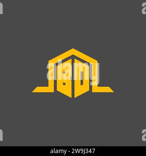 BO monogram initial logo with hexagon style design ideas Stock Vector