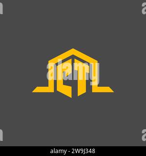 CT monogram initial logo with hexagon style design ideas Stock Vector