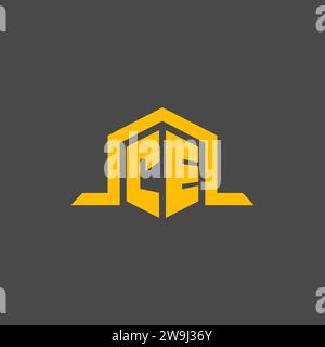 CE monogram initial logo with hexagon style design ideas Stock Vector