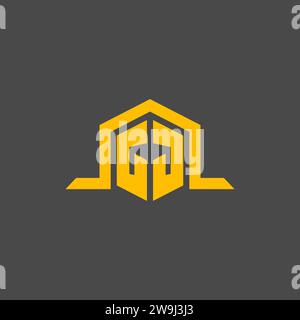 GJ monogram initial logo with hexagon style design ideas Stock Vector