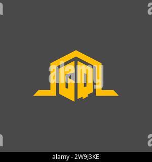 GQ monogram initial logo with hexagon style design ideas Stock Vector