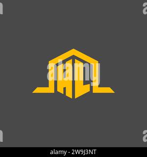 HL monogram initial logo with hexagon style design ideas Stock Vector