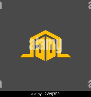 JD monogram initial logo with hexagon style design ideas Stock Vector