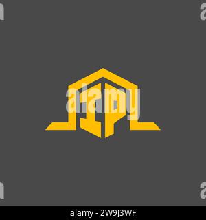 IP monogram initial logo with hexagon style design ideas Stock Vector
