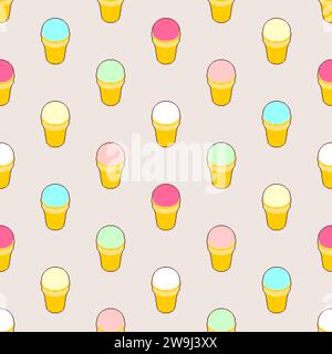 Ice cream pixel art pattern seamless. Sweets 8 bit background Stock Vector