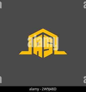 AS monogram initial logo with hexagon style design ideas Stock Vector
