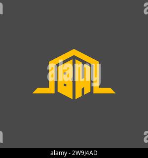 BH monogram initial logo with hexagon style design ideas Stock Vector