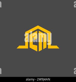 CN monogram initial logo with hexagon style design ideas Stock Vector
