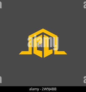 CL monogram initial logo with hexagon style design ideas Stock Vector