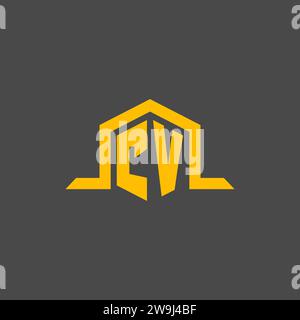 CV monogram initial logo with hexagon style design ideas Stock Vector
